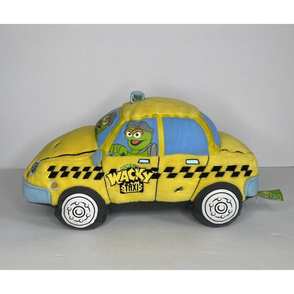 Sesame Street Oscar The Grouch Wacky Taxi Rare Yellow Plush 12 inches - Picture 3 of 11